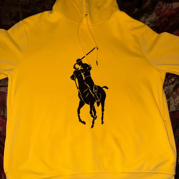 Polo Ralph Lauren Other - Polo Ralph Lauren Double-Knit Big Pony Felt Embroidered Yellow Pullover Hoodie